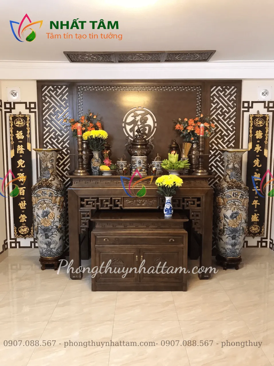 Bàn thờ gỗ Sồi