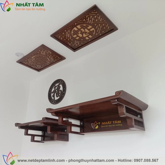 Bàn thờ treo tường gỗ sồi